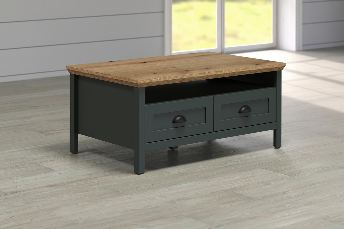 Couchtisch Stanton tannengrün Eiche Evoke Coast Nachbildung B/H/T: ca. 101x45x60 cm Stanton - Eiche/tannengrün (101,00/45,00/60,00cm)