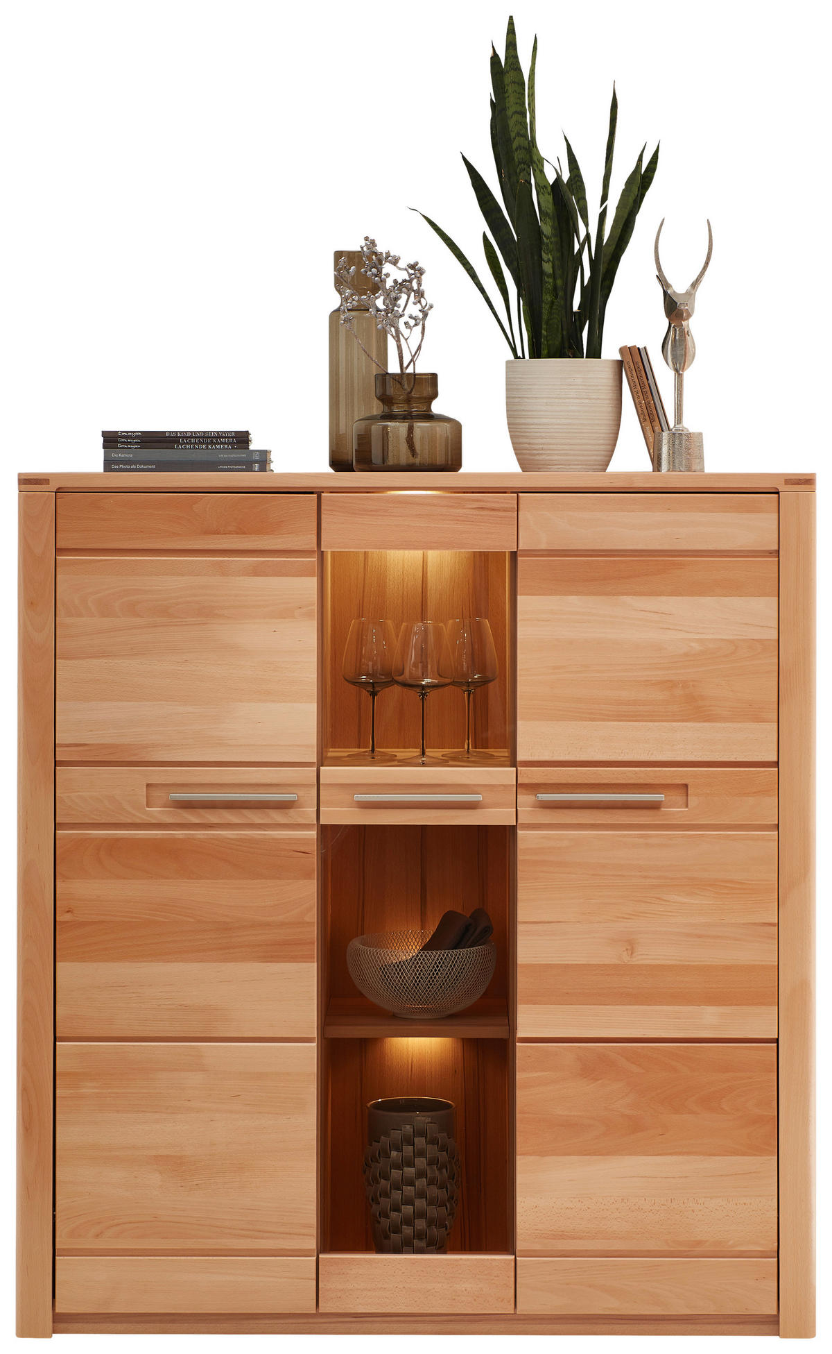 Highboard Nature One buche Nachbildung buche B/H/T: ca. 127x137x40 cm Nature One - buche (127,00/137,00/40,00cm)