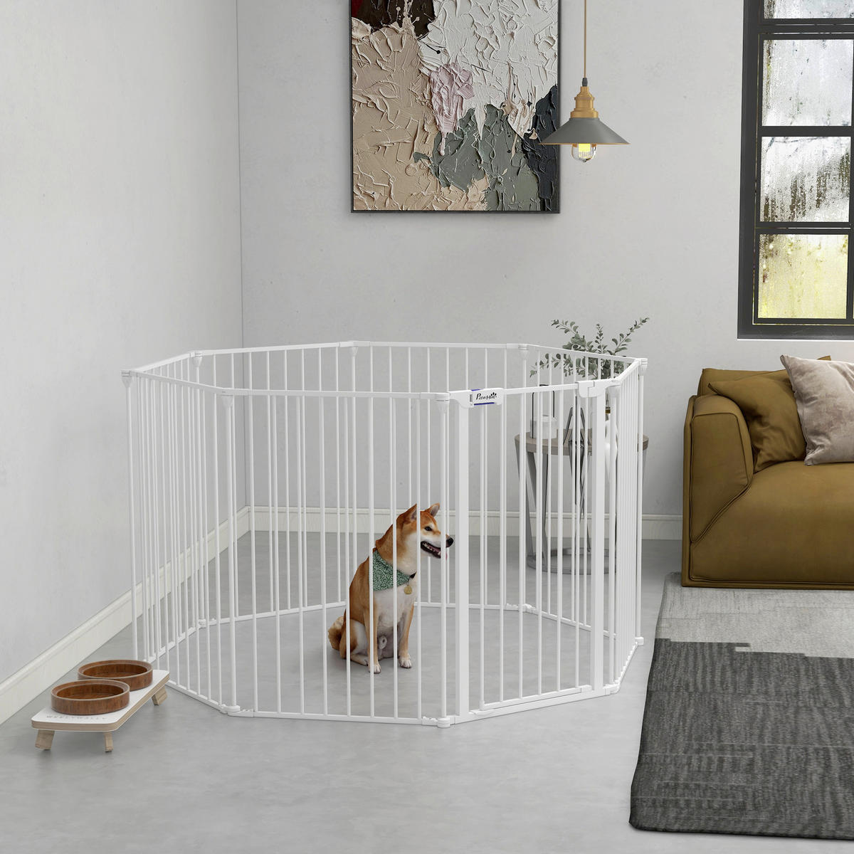 PawHut Gehege weiß Edelstahl B/H/L: ca. 154x154x90 cm Freilaufgehege - weiß (90,00/154,00/154,00cm) - PawHut