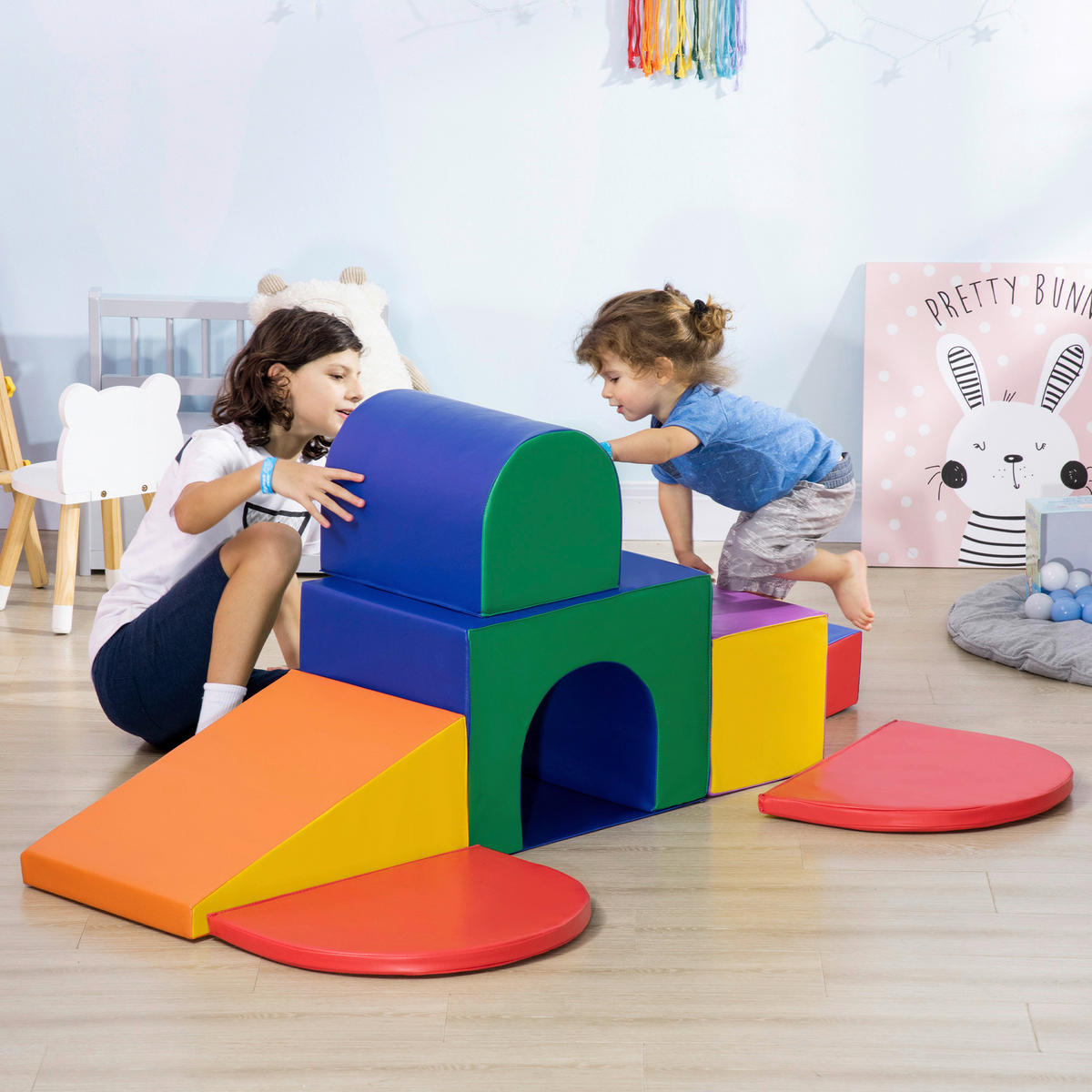 HOMCOM Bausteinset B/H/L: ca. 130x40x170 cm Bausteinset - multicolor (170,00/130,00/40,00cm) - HOMCOM