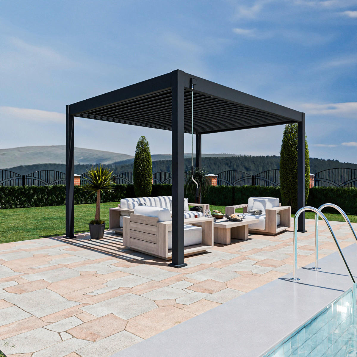 PergoLine Pergola Superior anthrazit Aluminium B/H/L: ca. 400x255x300 cm Superior - anthrazit (300,00/400,00/255,00cm) - PergoLine