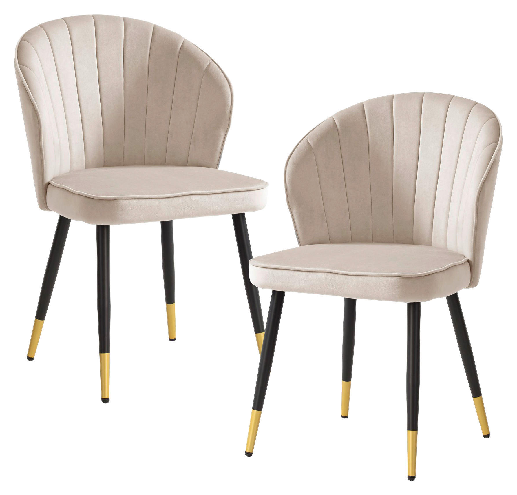 Stuhl 2er Set beige Polyester 2er Set - beige - Wohnling