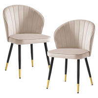 Stuhl 2er Set beige Polyester 2er Set - beige - Wohnling