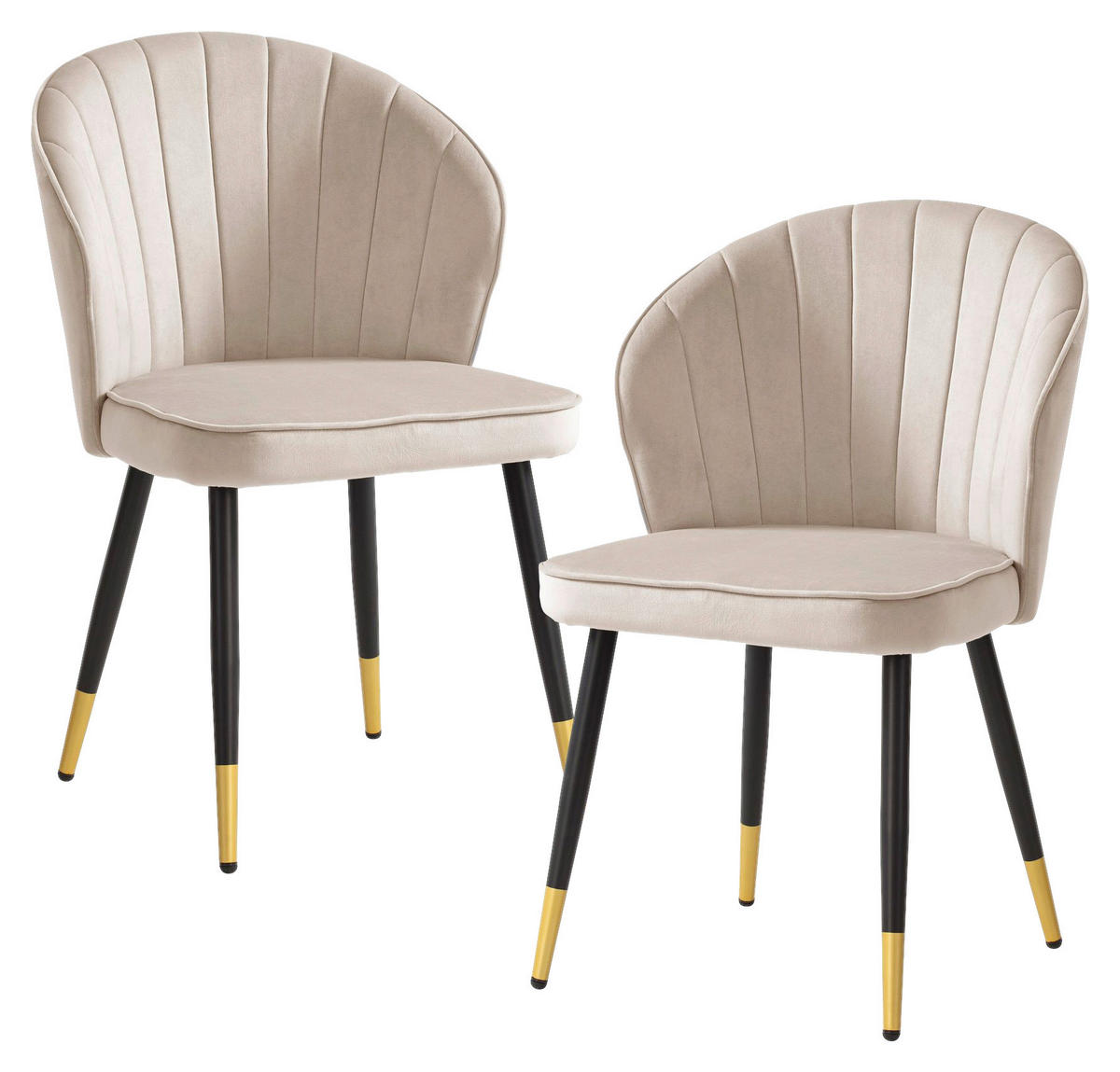 Stuhl 2er Set beige Polyester 2er Set - beige - Wohnling