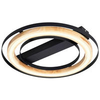 GLOBO LED-Deckenleuchte RILAS 62374608X schwarz natur Bambus Metall H/D: ca. 6x46 cm 1 Brennstellen RILAS - natur/schwarz (46,00/6,00cm) - GLOBO
