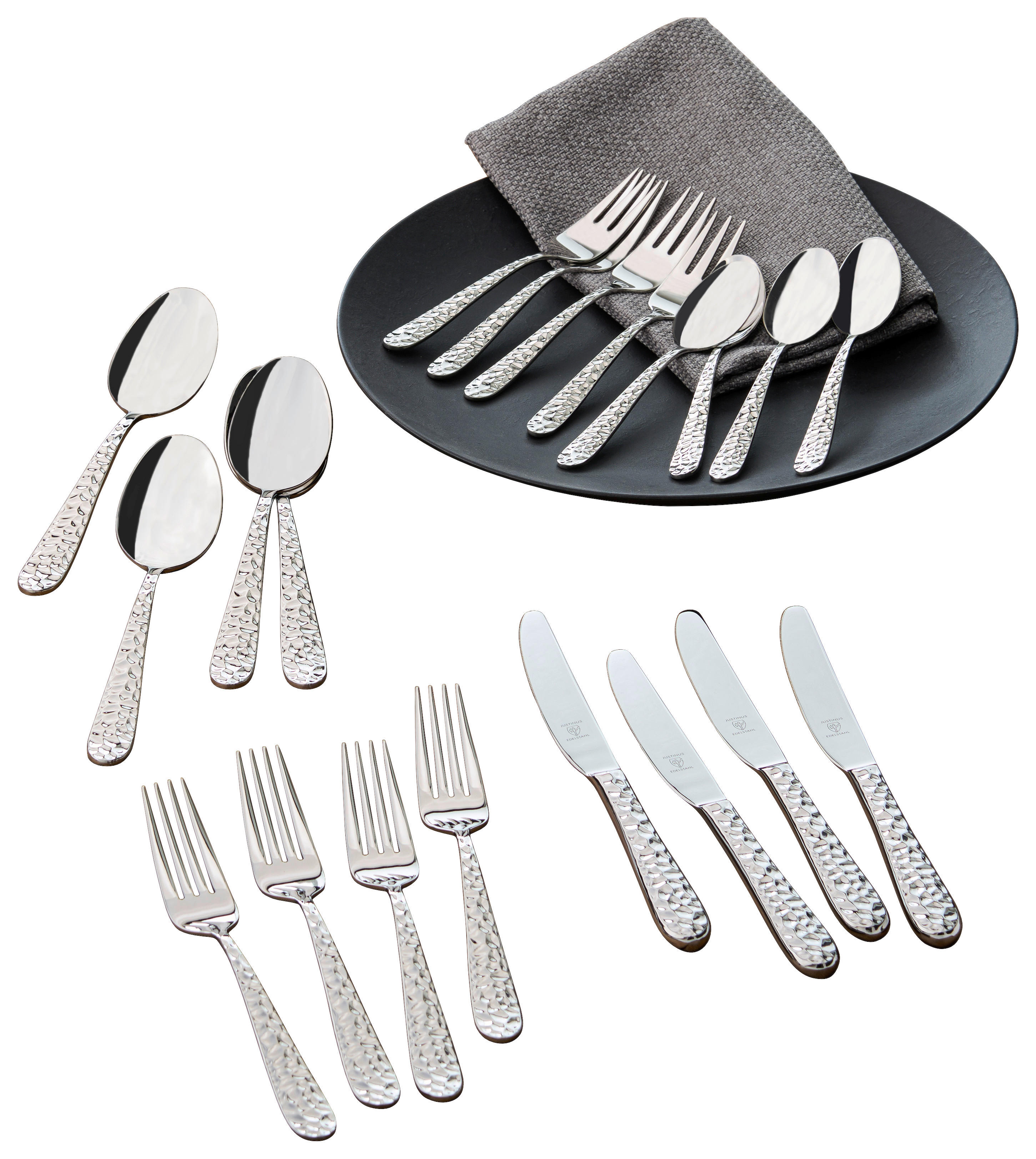 JUSTINUS Besteckset Edelstahloptik Edelstahl 20 tlg. Besteckset_Invictus_20tlg. - Edelstahloptik (25,00/16,00/5,00cm) - JUSTINUS