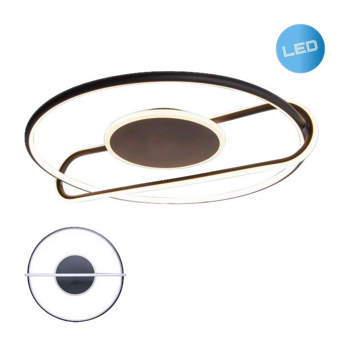 Näve Leuchten LED Deckenleuchte NV1384822 schwarz Metall B/H/L: ca. 54x13x54 cm null 1 Brennstellen Brendan - schwarz (54,00/54,00/13,00cm) - Näve Leuchten