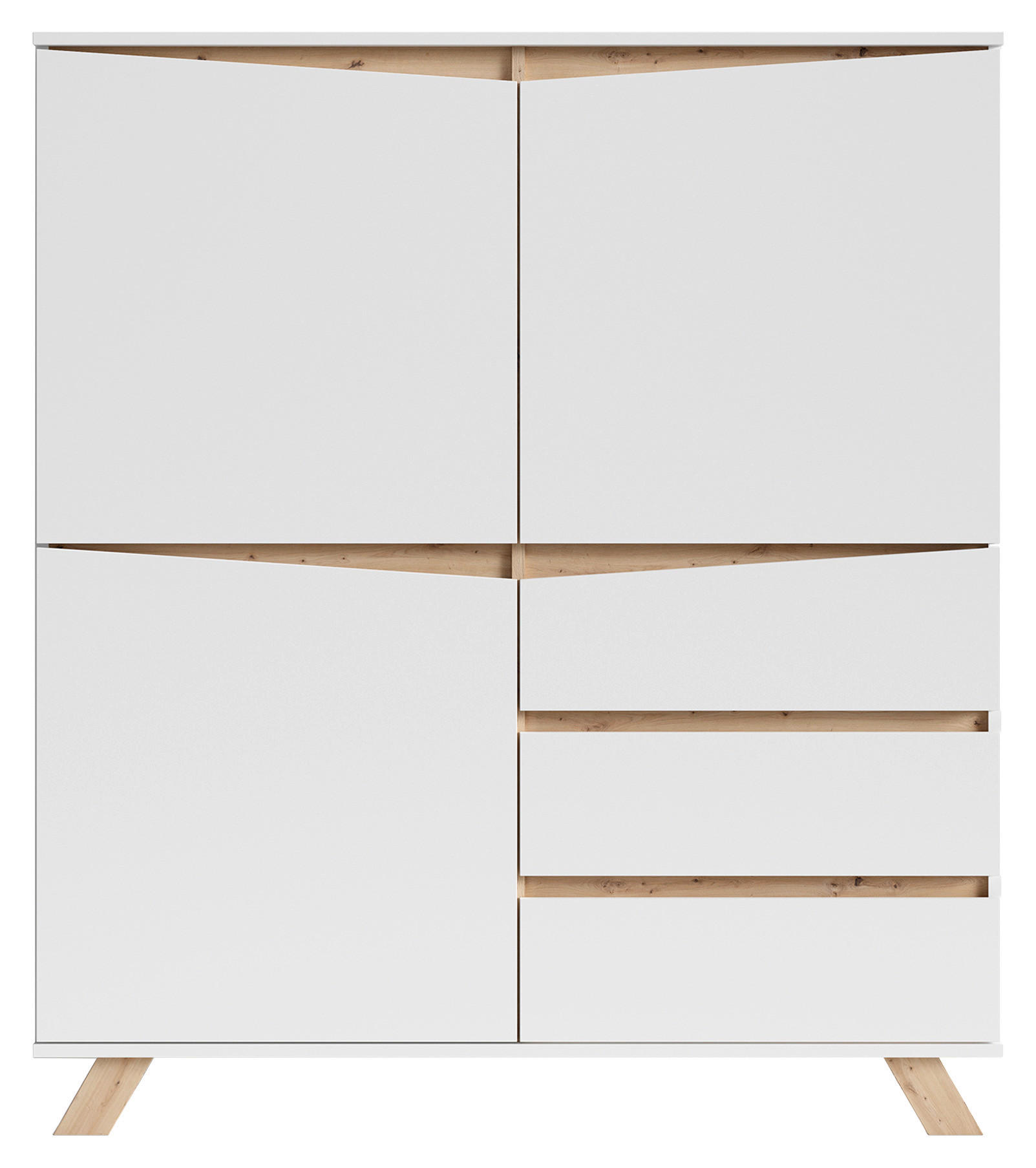 Highboard VALENTIN weiß Eiche Nachbildung B/H/T: ca. 120x142x38 cm VALENTIN - Eiche/weiß (120,00/142,00/38,00cm) - byLIVING