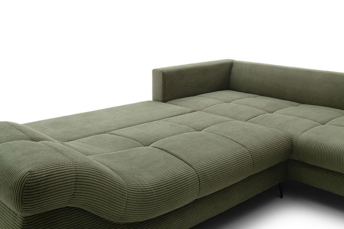 Ecksofa Oregon grün Microfaser B/H/T: ca. 299x92x205 cm Oregon - schwarz/grün (299,00/92,00/205,00cm)