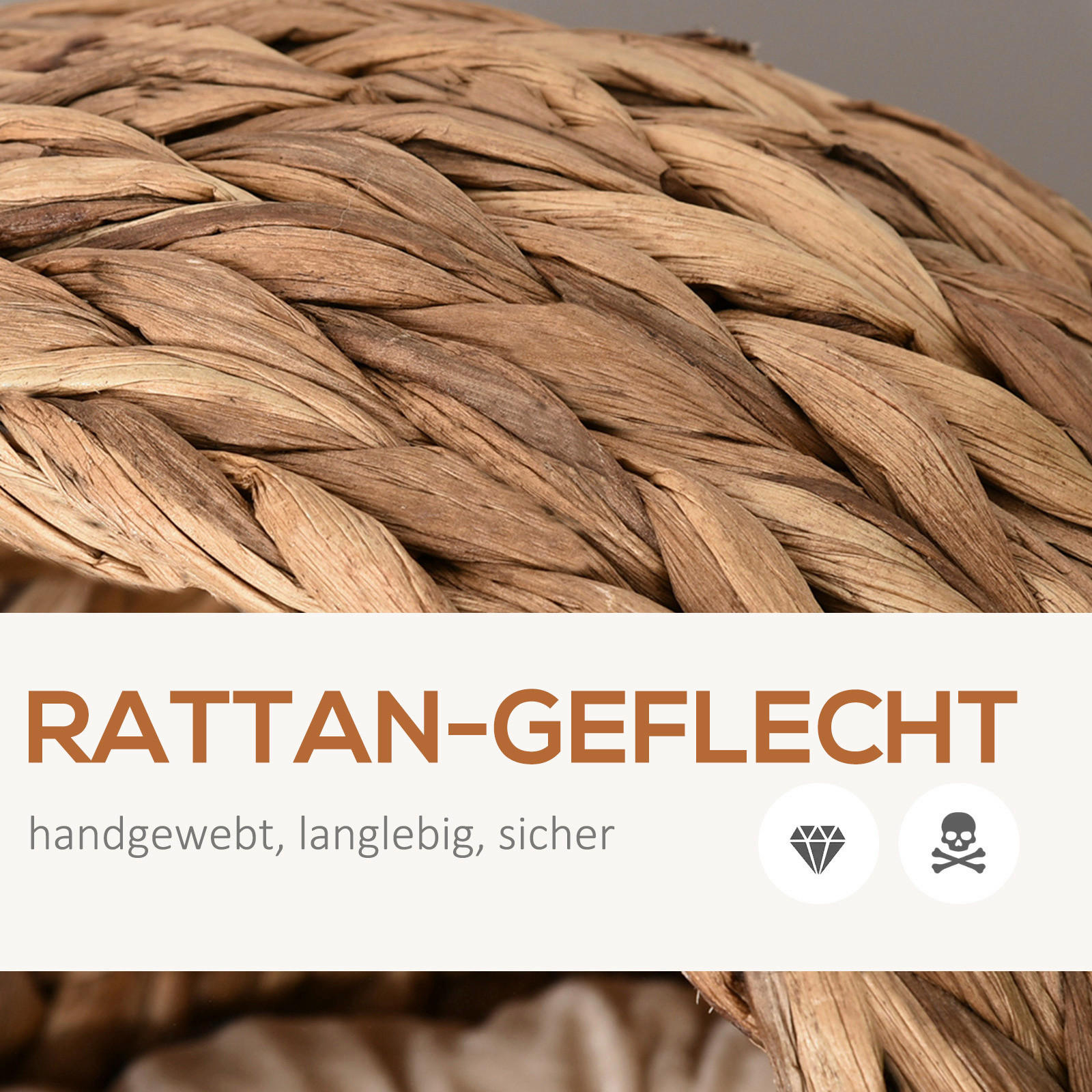 PawHut Katzenhaus natur Wasserhyazinthe H/L: ca. 60x42 cm Katzenhaus - natur (42,00cm) - PawHut