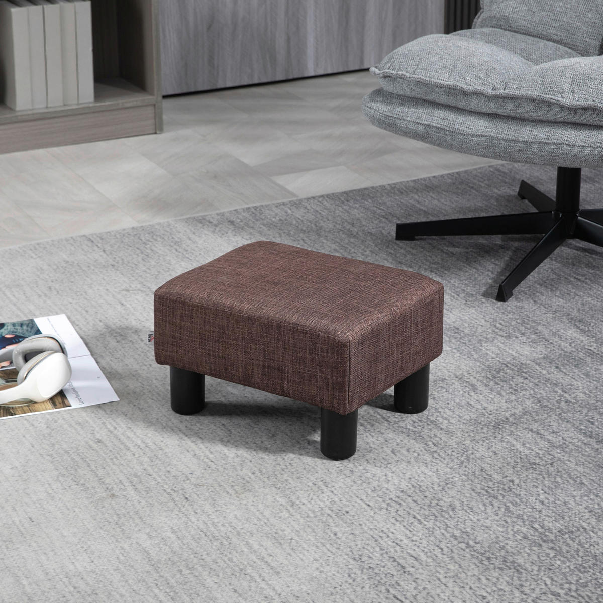 HOMCOM Hocker braun B/H/L: ca. 30x40x24 cm Fußhocker - braun (24,00/30,00/40,00cm) - HOMCOM