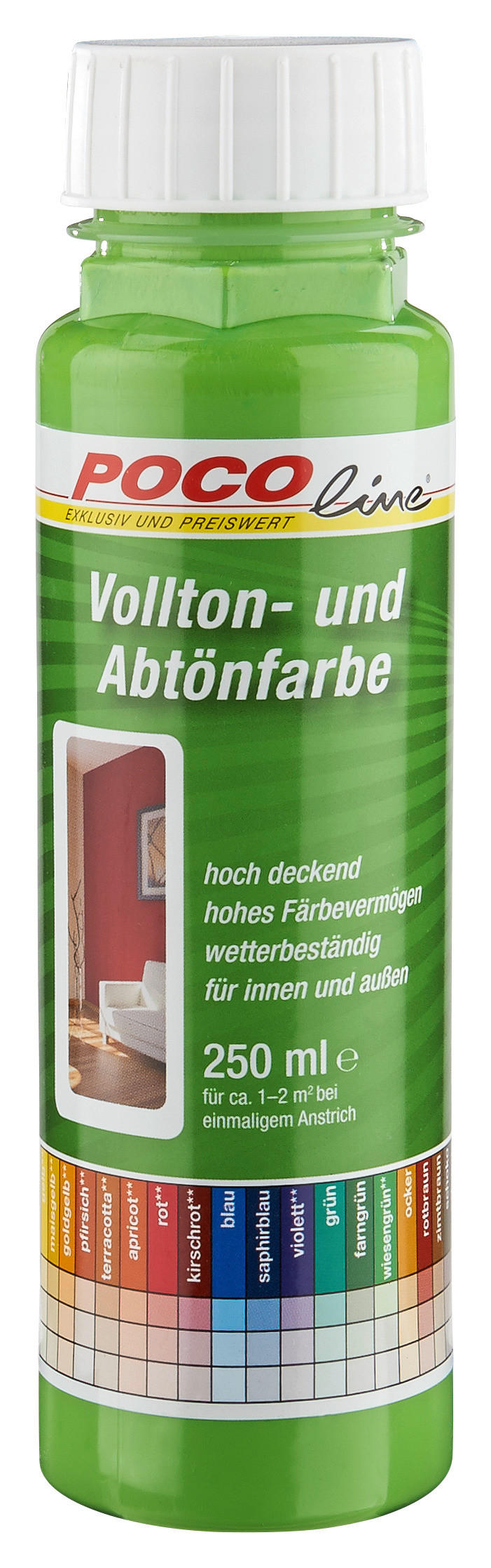 POCOline Vollton- und Abtönfarbe wiesengrün ca. 0,25 l Voll+Abtönfarbe 250ml wiesengrün - wiesengrün (250ml) - POCOline
