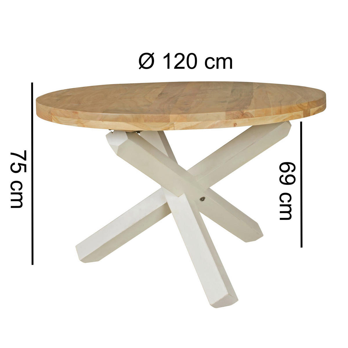 Esstisch natur H/D: ca. 75x120 cm Esszimmertisch - natur (120,00/75,00cm) - Wohnling
