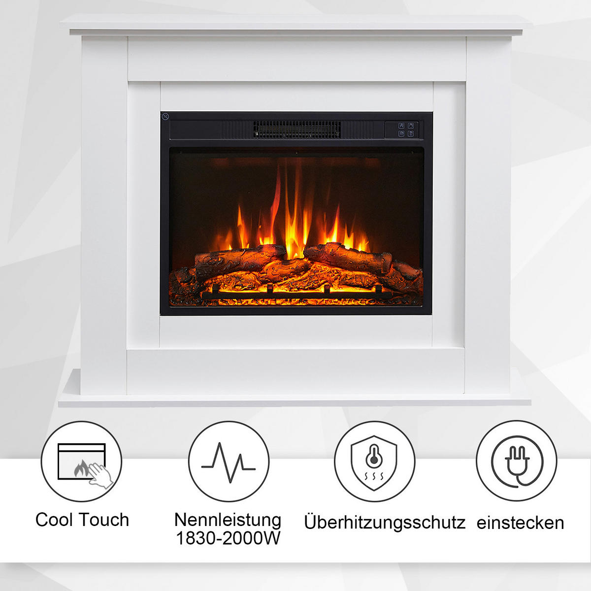 Balderia Elektrischer-Kamin EF447A-MT447A-W weiß B/H/T: ca. 82x100x25 cm Elektrischer Kamin Finn - weiß (82,00/100,00/25,00cm) - Balderia