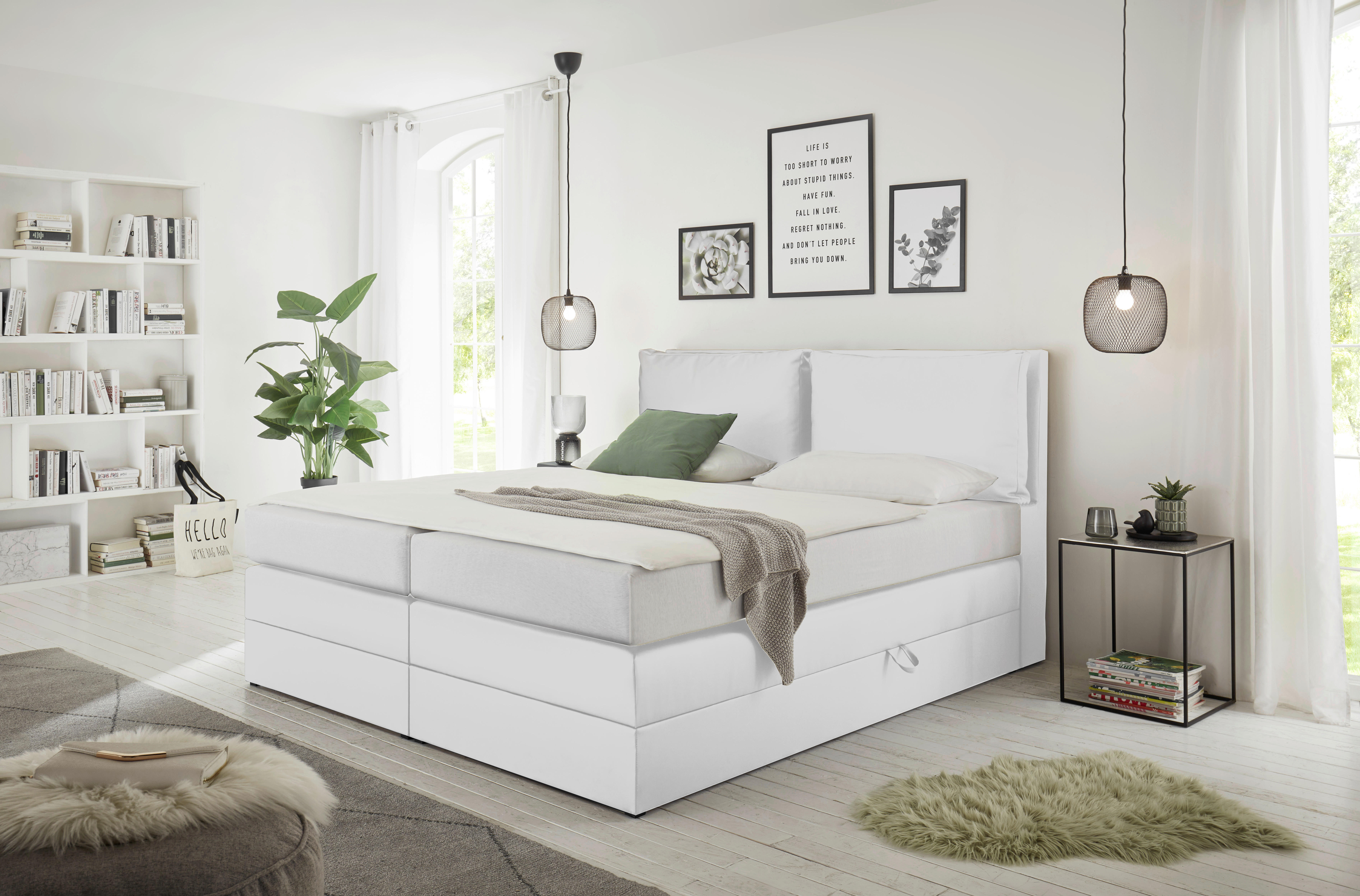 Boxspringbett Lissy weiß Kunstleder Liegefläche B/L: ca. 160x200 cm Lissy - weiß (164,00/114,00/220,00cm)