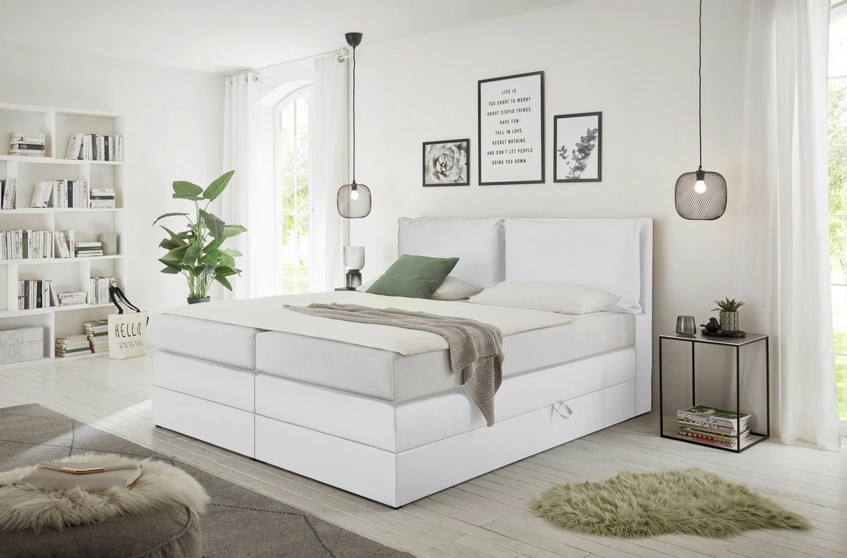 Boxspringbett Lissy weiß Kunstleder Liegefläche B/L: ca. 160x200 cm Lissy - weiß (164,00/114,00/220,00cm)