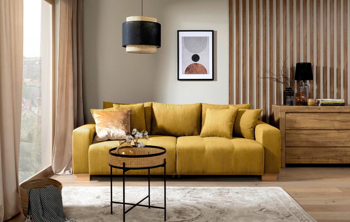 Big Sofa Alpha New goldgelb Microfaser B/H/T: ca. 244x85x112 cm Alpha New - buche/goldgelb (244,00/85,00/112,00cm)