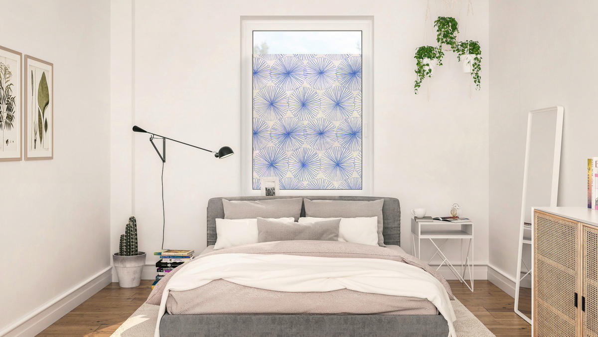 LICHTBLICK Fensterfolie Flower Wheel Floral Flower Wheel blau B/L: ca. 100x130 cm Flower Wheel - blau (100,00/130,00cm) - LICHTBLICK