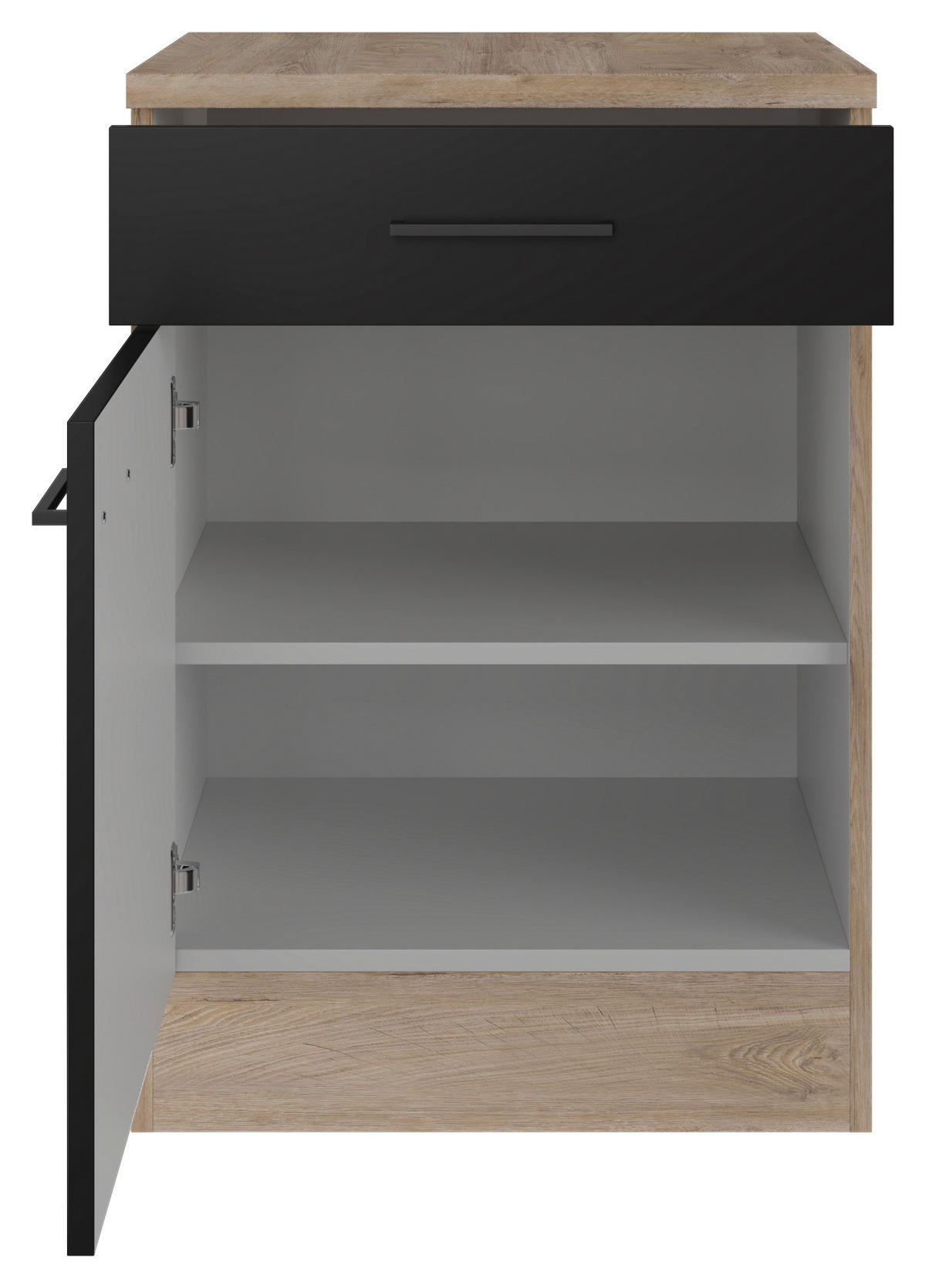 Unterschrank Capri schwarz matt B/H/T: ca. 60x85x60 cm Capri - schwarz/Oak (60,00/85,00/60,00cm) - Flex-Well