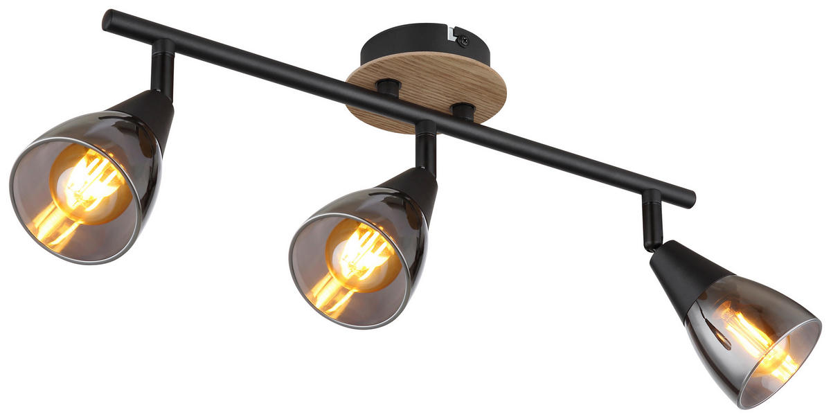 Spot Mubby 54311-3 schwarz Rauch Metall Glas B/H/L: ca. 10x20x42 cm E14 3 Brennstellen Spot_3flg.Mubby - schwarz/Rauch (42,00/10,00/20,00cm)