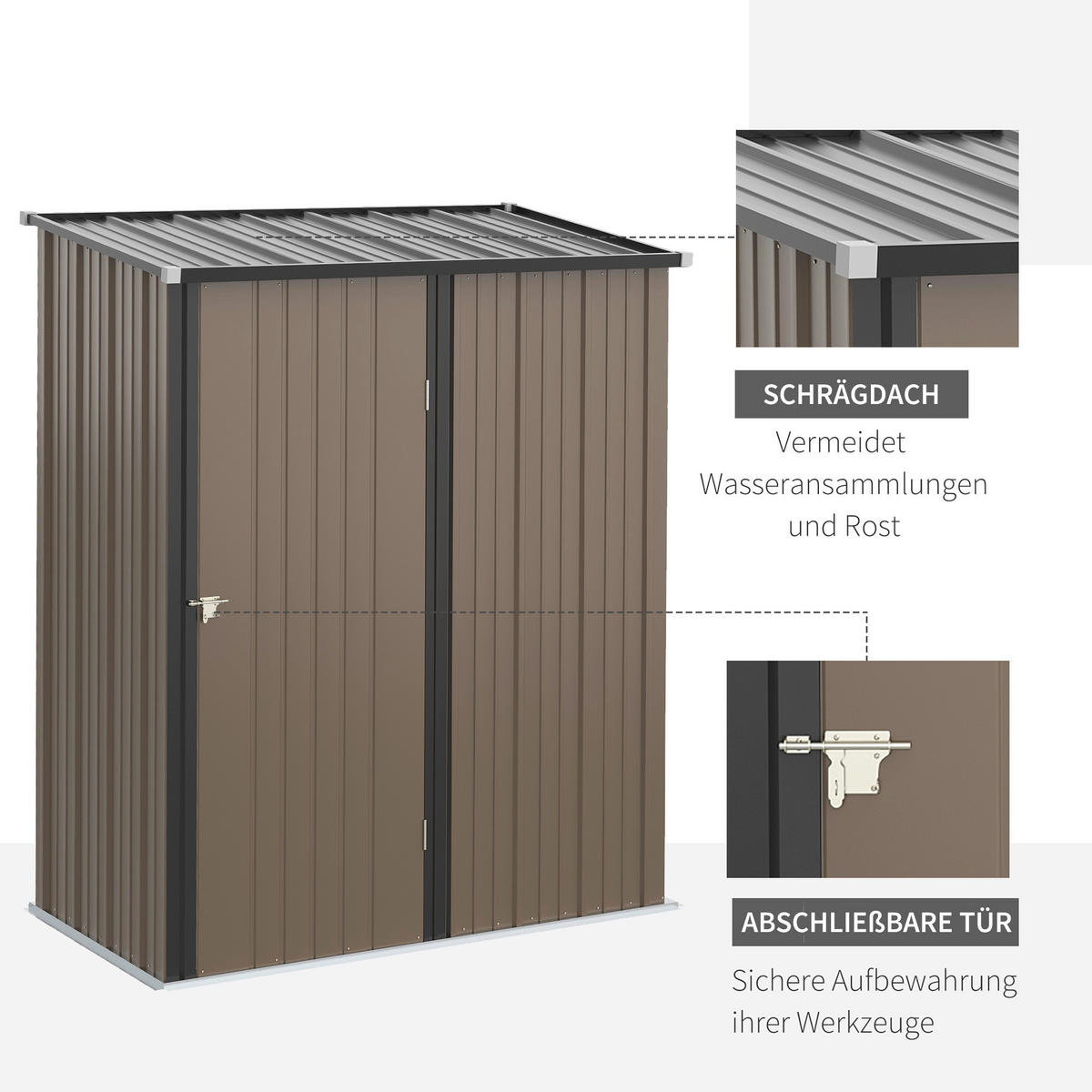Outsunny Gartenhaus braun B/H/L: ca. 94,5x196x161,5 cm Gartenhaus - braun (161,50/94,50/196,00cm) - Outsunny