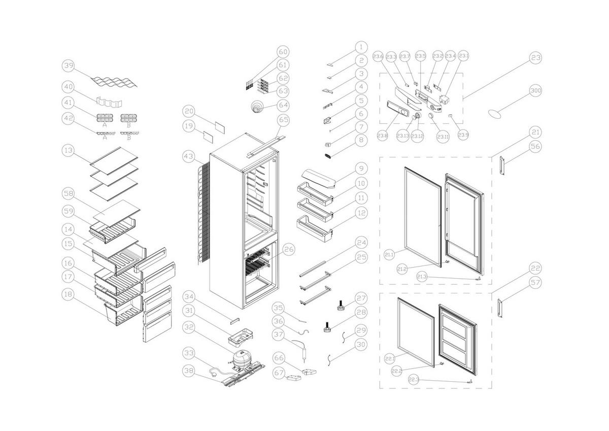 Mican Einbaukühl-/Gefrierkombination EKHBMFSSE weiß B/H/T: ca. 54x177,2x54 cm EKHBMFSSE - weiß/glasklar (54,00/177,20/54,00cm) - Mican
