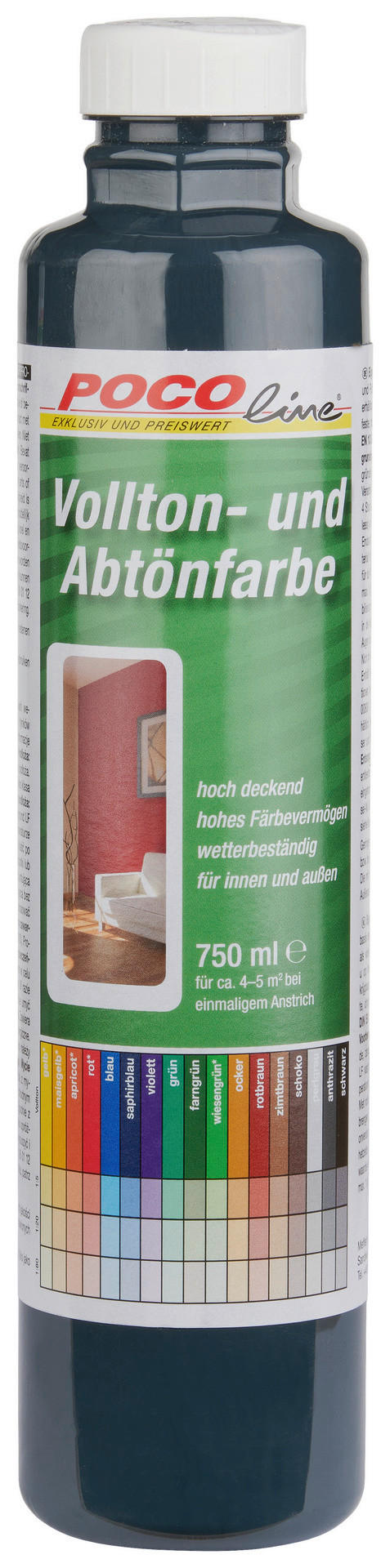 POCOline Vollton- und Abtönfarbe anthrazit ca. 0,75 l Voll+Abtönfarbe 750ml anthrazit - anthrazit (750ml) - POCOline