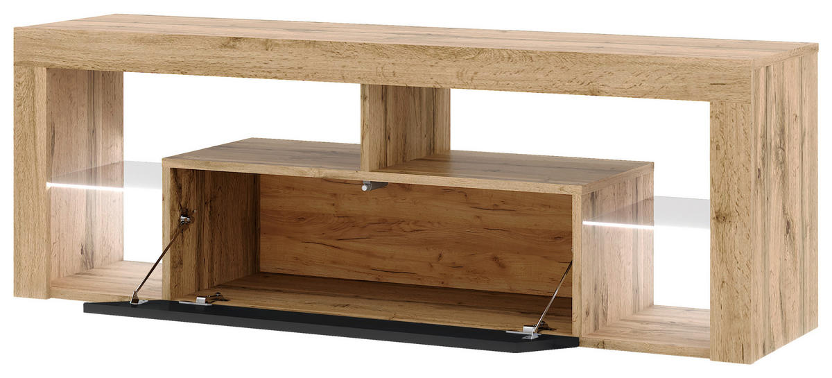 TV-Lowboard TV LOWBOARD Everest 140 LED Eiche Wotan Nachbildung schwarz glänzend B/H/T: ca. 140x50x35 cm TV LOWBOARD Everest 140 LED - Eiche/schwarz (140,00/50,00/35,00cm) - WIPMEB