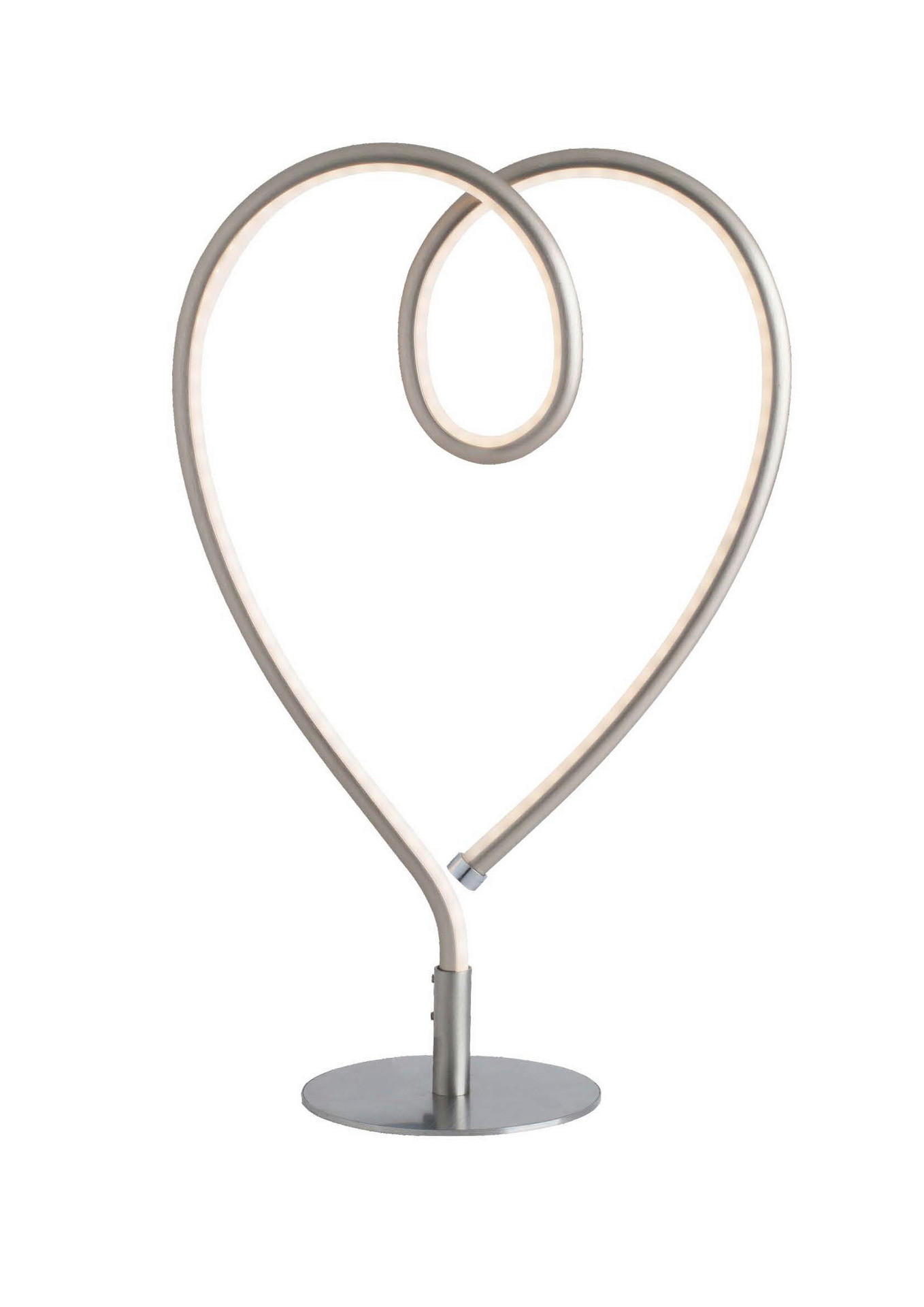 POCOline Tischleuchte Heart nickel matt weiß Metall Kunststoff B/H: ca. 24x40 cm Heart - weiß/nickel matt (24,00/40,00cm) - POCOline