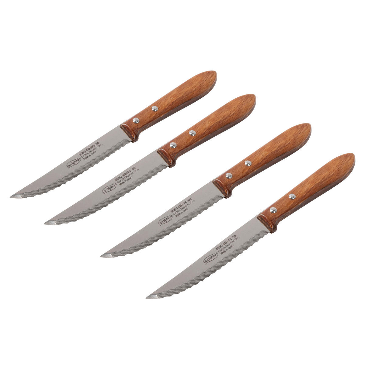 SAN IGNACIO Steakmesser TENO silber Holz 4 tlg. TENO - silber (2,00/26,50/14,50cm) - SAN IGNACIO