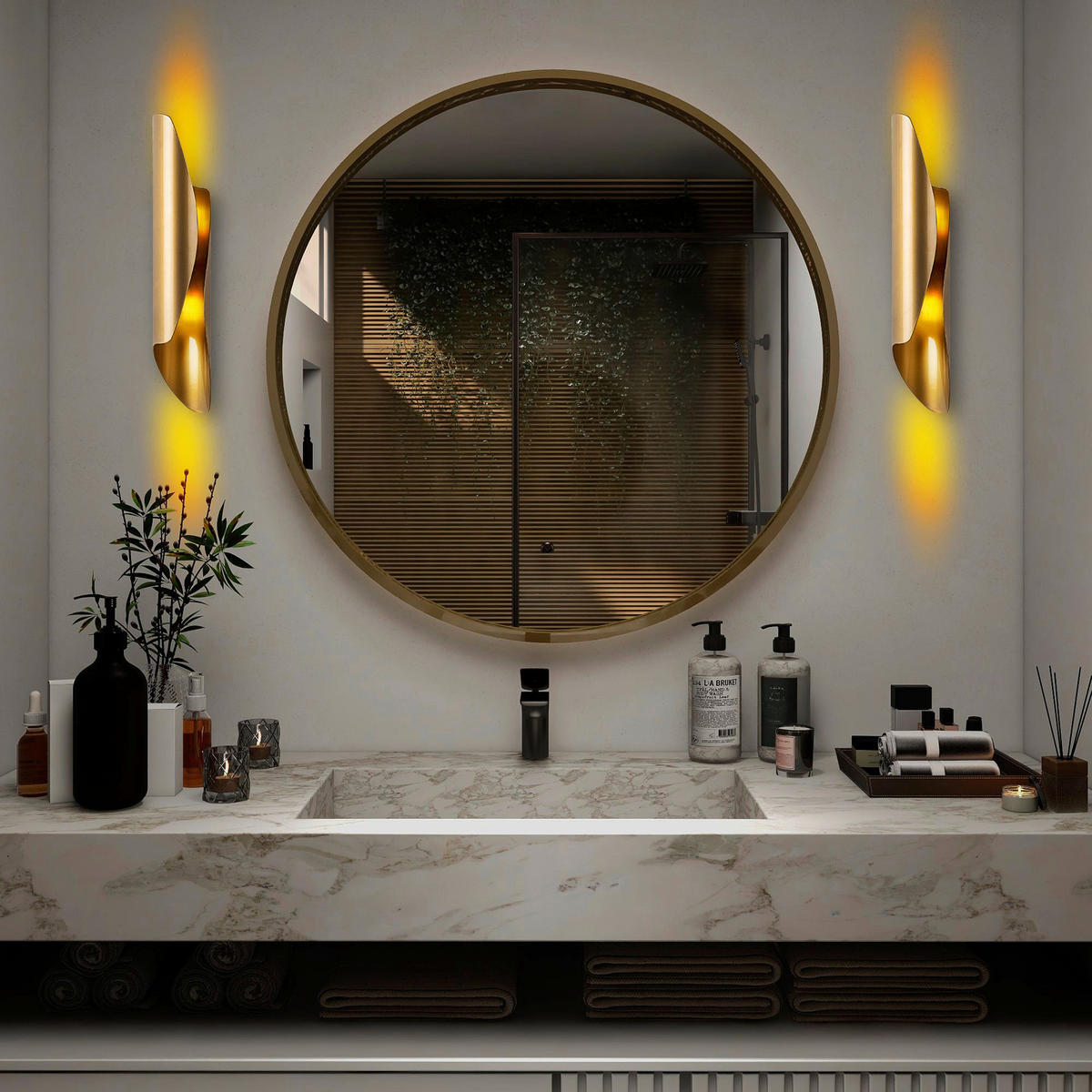 Opviq Wandleuchte gold Metall B/H/L: ca. 40x11x8 cm G9 2 Brennstellen Flare - gold (8,00/40,00/11,00cm) - Opviq