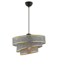 Opviq Pendelleuchte grau gold Baumwolle Metall B/H/L: ca. 40x72x40 cm E27 1 Brennstellen Couper Hazeran - gold/grau (40,00/40,00/72,00cm) - Opviq