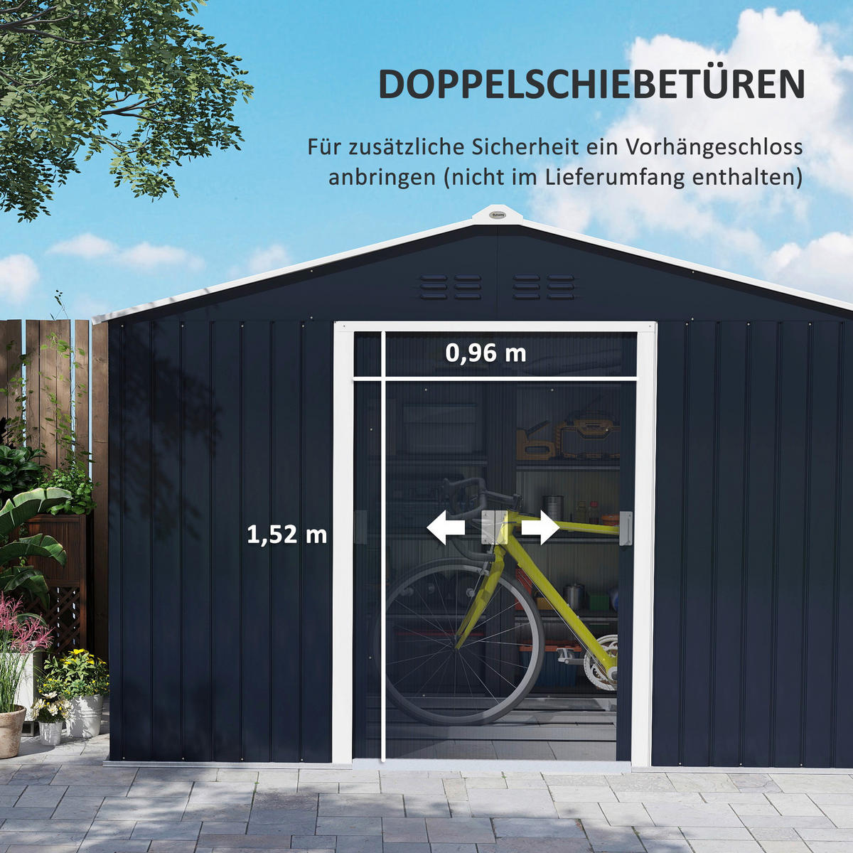 Outsunny Gartenhaus dunkelgrau B/H/L: ca. 195x192x277 cm Gartenhaus - dunkelgrau (277,00/195,00/192,00cm) - Outsunny