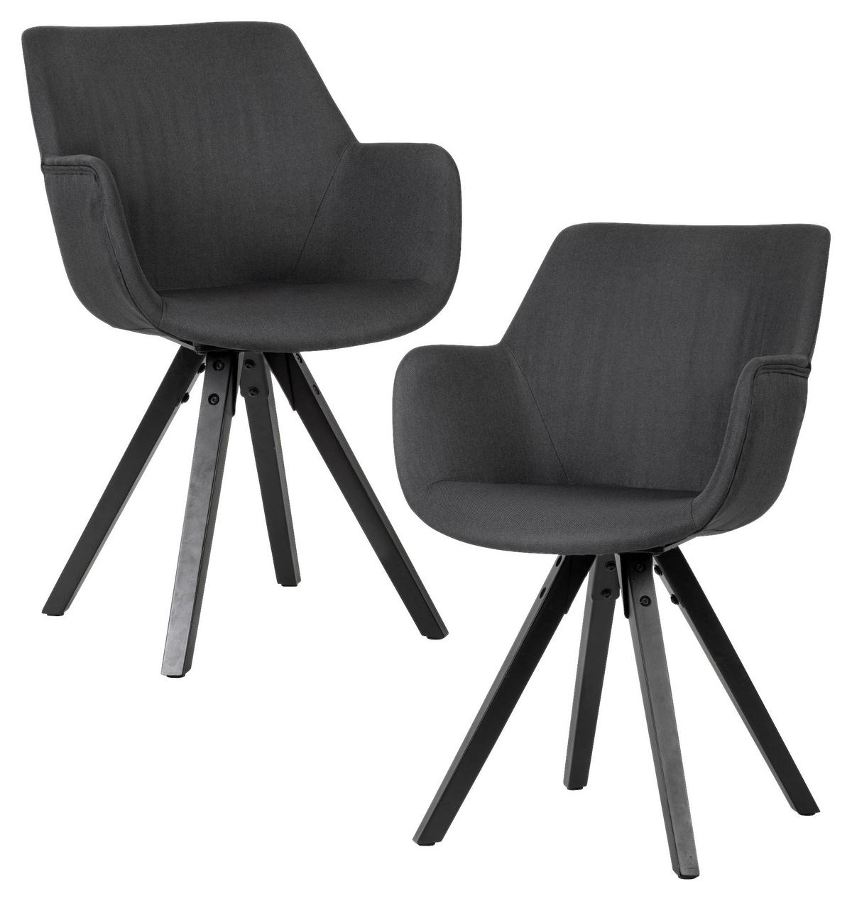 Stuhl anthrazit schwarz Stoff Echtholz B/H/T: ca. 54x85x58 cm Esszimmerstuhl - schwarz/anthrazit (54,00/85,00/58,00cm) - Wohnling