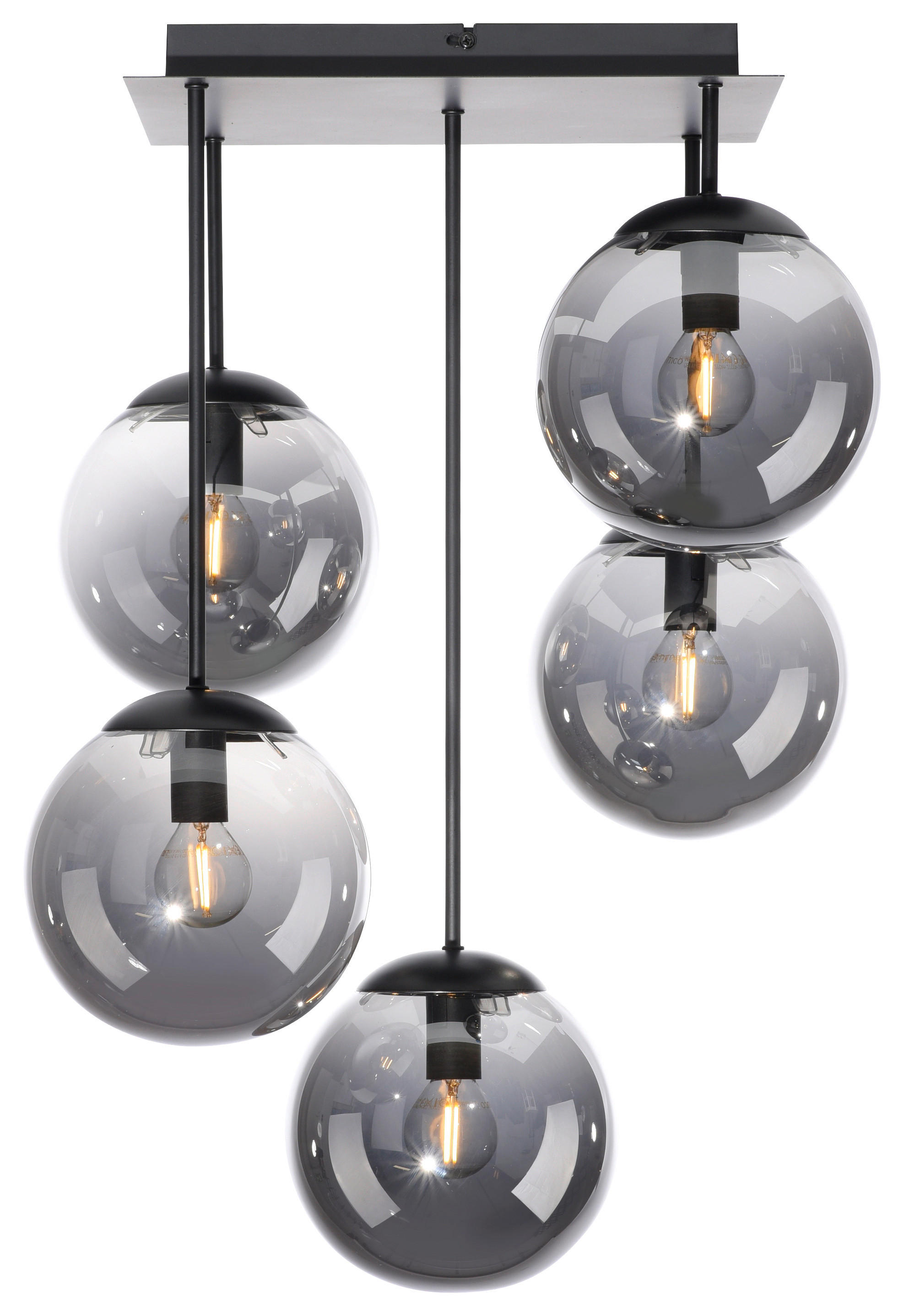 Just Light Deckenleuchte BIG WIDOW 14602-18 schwarz Rauchglas Metall B/H: ca. 39x58,5 cm E14 5 Brennstellen BIG WIDOW - schwarz (39,00/58,50cm) - Just Light