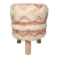 360 Living Hocker Bohist 200 rosa creme Baumwolle Baumwolle Holz H/D: ca. 50x38 cm Bohist 200 - creme/rosa (38,00/50,00cm) - 360 Living
