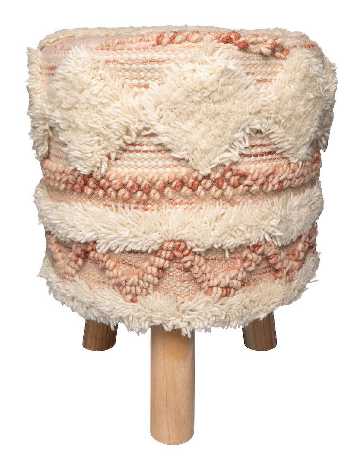 360 Living Hocker Bohist 200 rosa creme Baumwolle Baumwolle Holz H/D: ca. 50x38 cm Bohist 200 - creme/rosa (38,00/50,00cm) - 360 Living