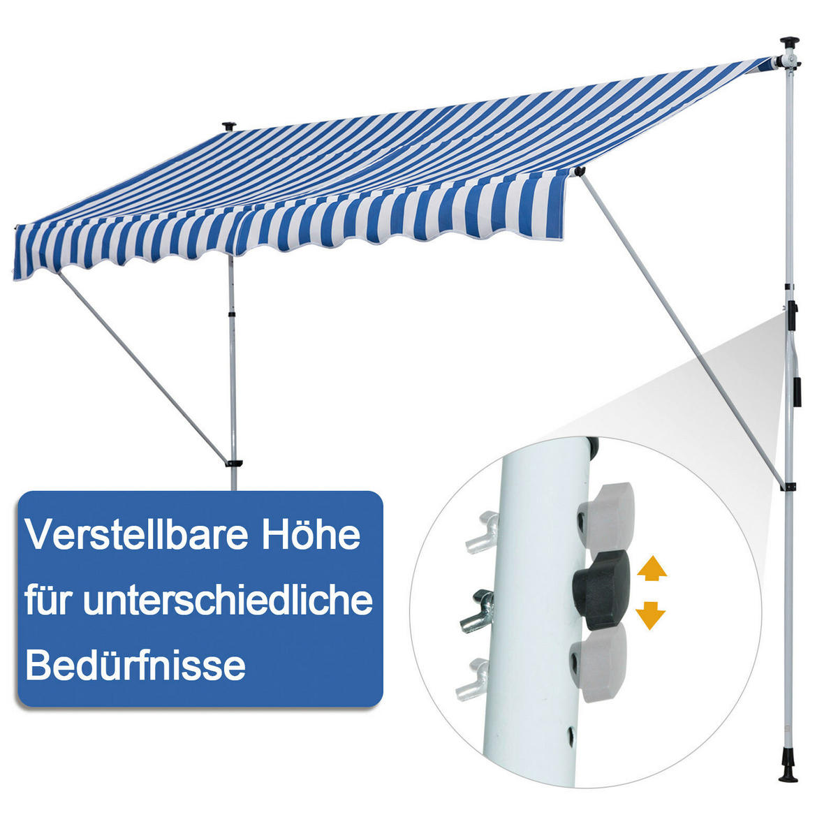 Klemm-Markise blau B/H/L: ca. 300x280x150 cm Klemmmarkise - blau (150,00/300,00/280,00cm) - Outsunny