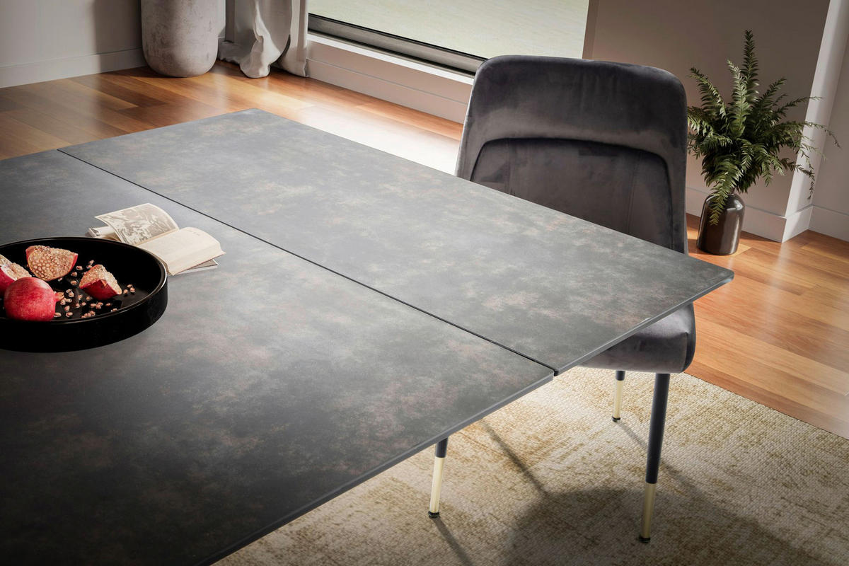 Esstisch schwarz Marmor Optik B/H/T: ca. 180x78x95 cm Esszimmertisch - schwarz (180,00/78,00/95,00cm) - Wohnling