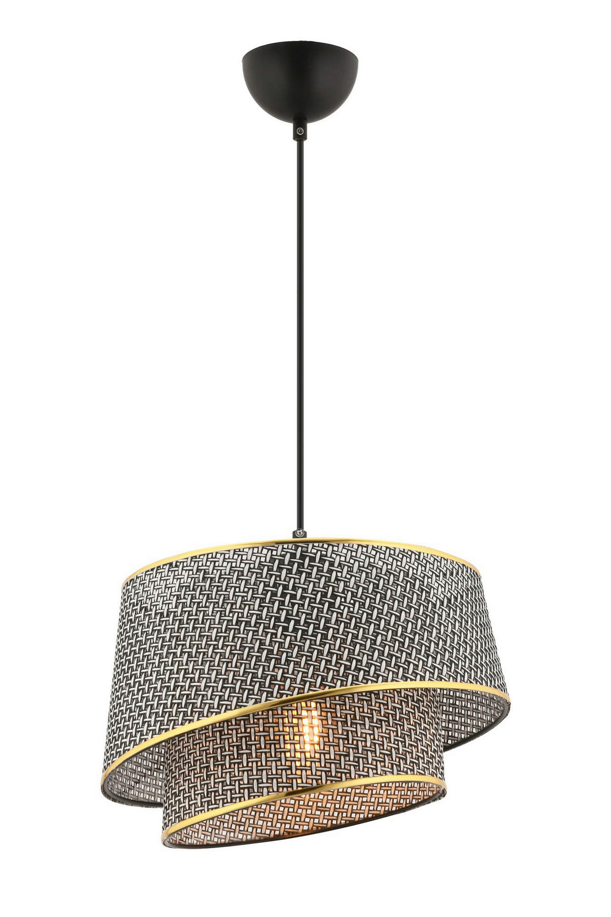 Opviq Pendelleuchte gold grau Stoff Metall B/H/L: ca. 32x65x32 cm E27 1 Brennstellen Barette Hazeran - gold/grau (32,00/32,00/65,00cm) - Opviq