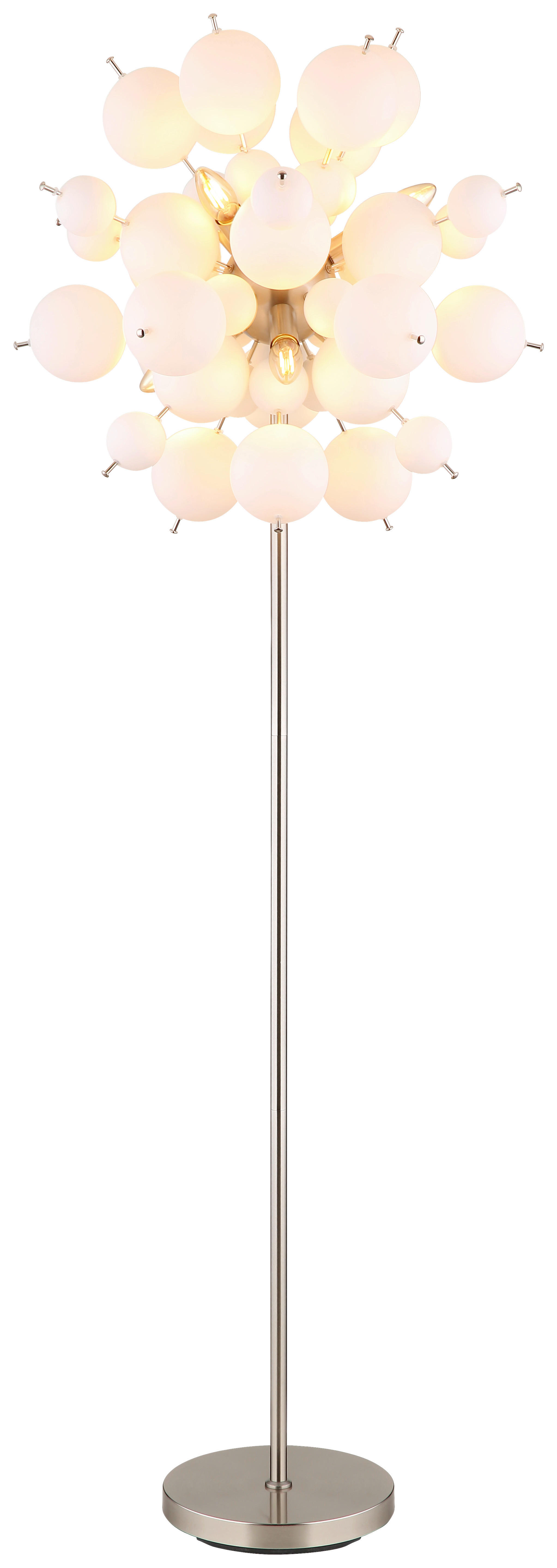 GLOBO Stehleuchte nickel matt Metall Glas H/D: ca. 155x55 cm E14 6 Brennstellen UDO - nickel matt (55,00/155,00cm) - GLOBO