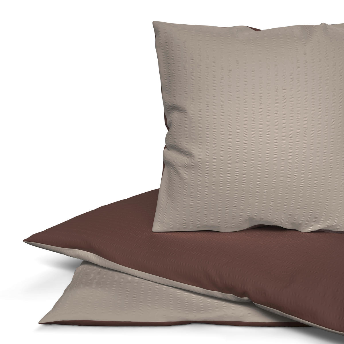 Microfaser Wende Bettwäsche Seersucker Wendebettwäsche_Seersucker br/tau - braun/taupe (135,00/200,00cm)