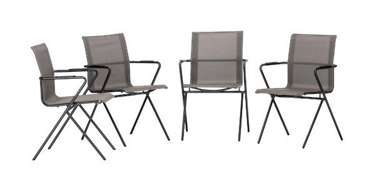 Acamp Gartenstuhl 4er-Set Alpha Tex anthrazit Aluminium B/H/T: ca. 55x86x57 cm Alpha Tex - anthrazit (55,00/86,00/57,00cm) - Acamp