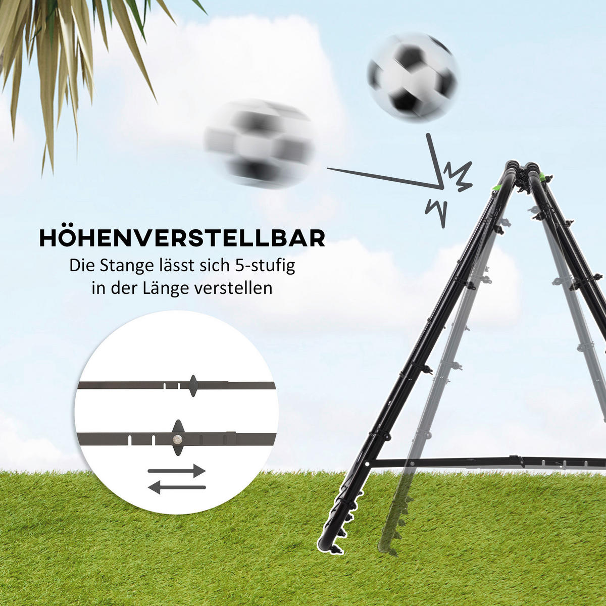 HOMCOM Fußball Rebounder schwarz Stahl B/H/L: ca. 95x90x100 cm Fußball Rebounder - schwarz (100,00/95,00/90,00cm) - HOMCOM