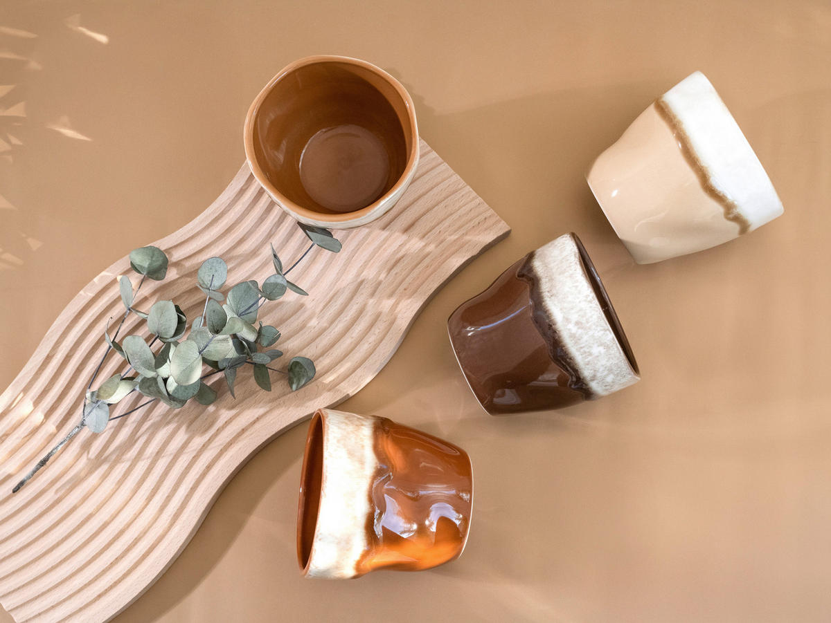 CreaTable Teetassenset Squeezy Mocha braun Steinzeug 4 tlg. Squeezy Mocha - braun - CreaTable