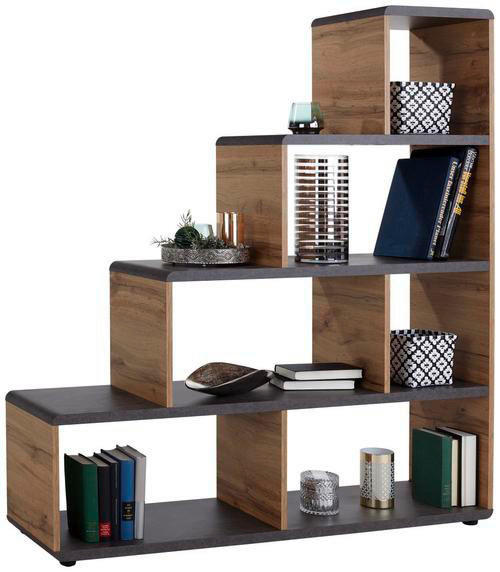 Regal Fontana New Beton dunkel Optik Eiche Wotan Nachbildung B/H/T: ca. 139x148x35 cm Fontana New - Eiche/Beton (139,00/148,00/35,00cm)