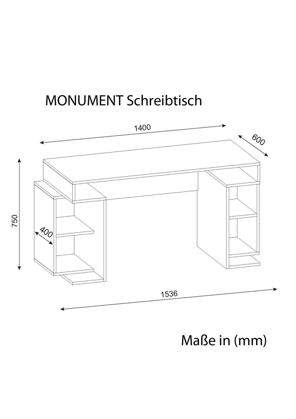 Schreibtisch Monument weiß rot B/H/T: ca. 140x75x75 cm Monument - weiß/rot (140,00/75,00/75,00cm) - moebel17