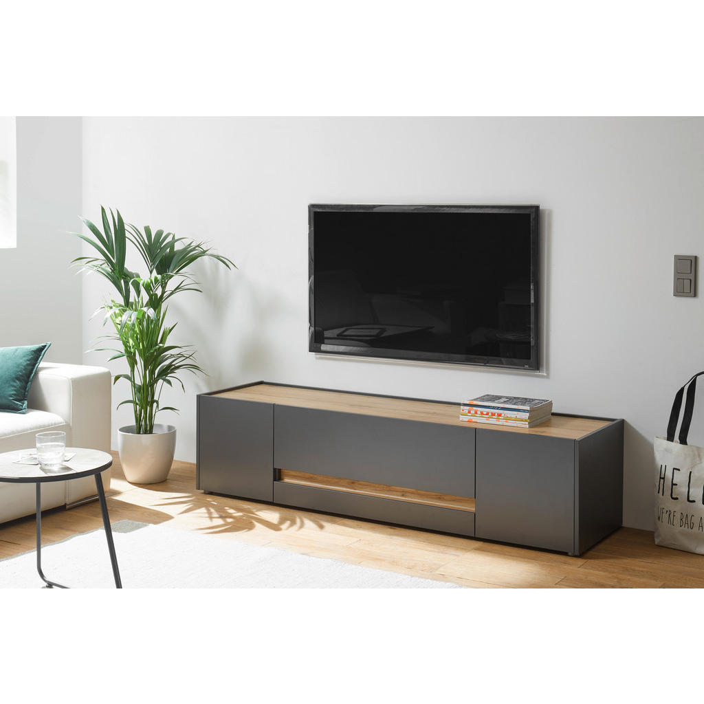 Thumbnail - TV-Lowboard City Eiche Wotan Nachbildung anthrazit B/H/T: ca. 170x40x45 cm