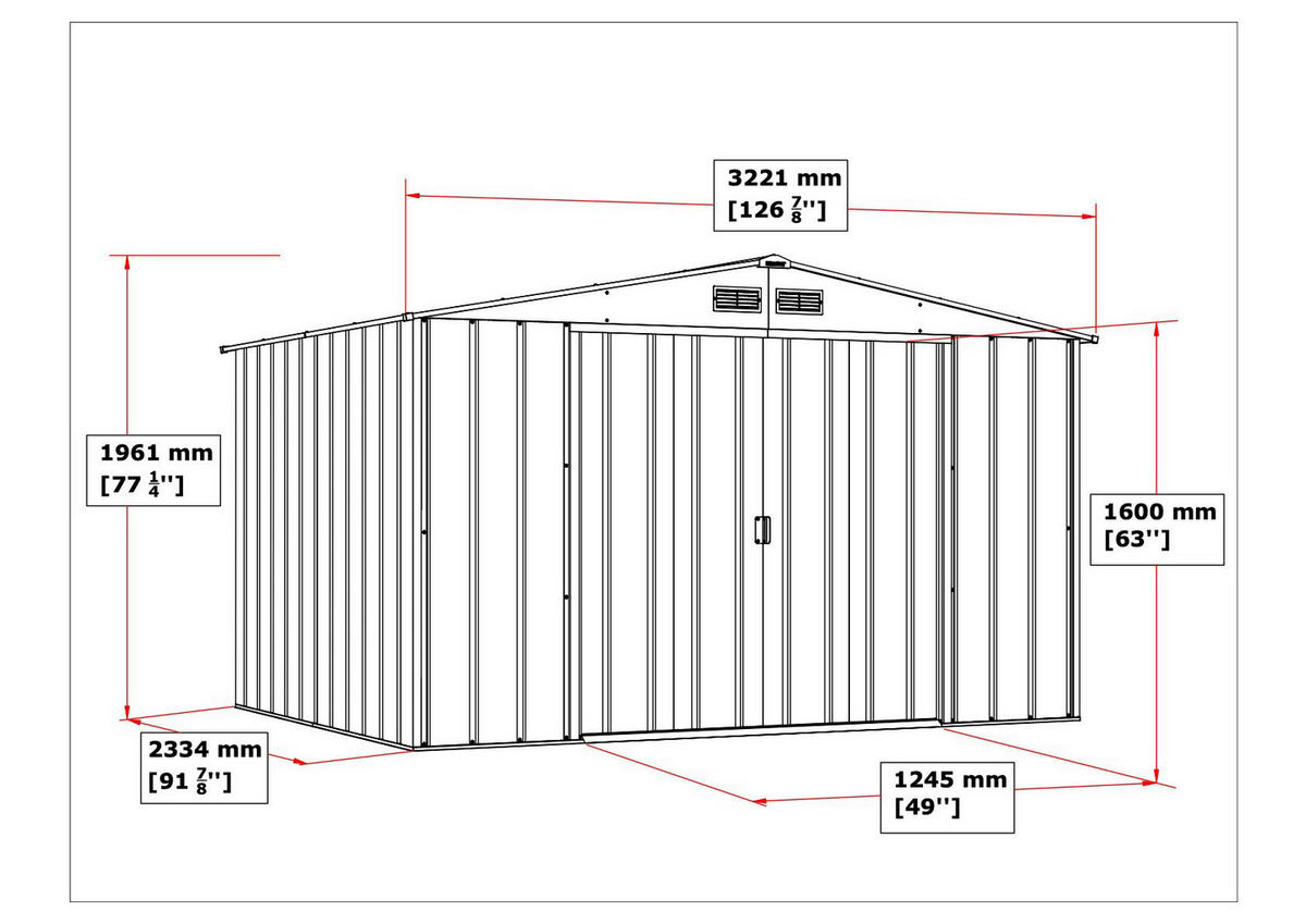 VCM Gerätehaus anthrazit B/H/L: ca. 322x196x234 cm Gerätehaus mit Schiebetür - anthrazit (234,00/322,00/196,00cm) - VCM