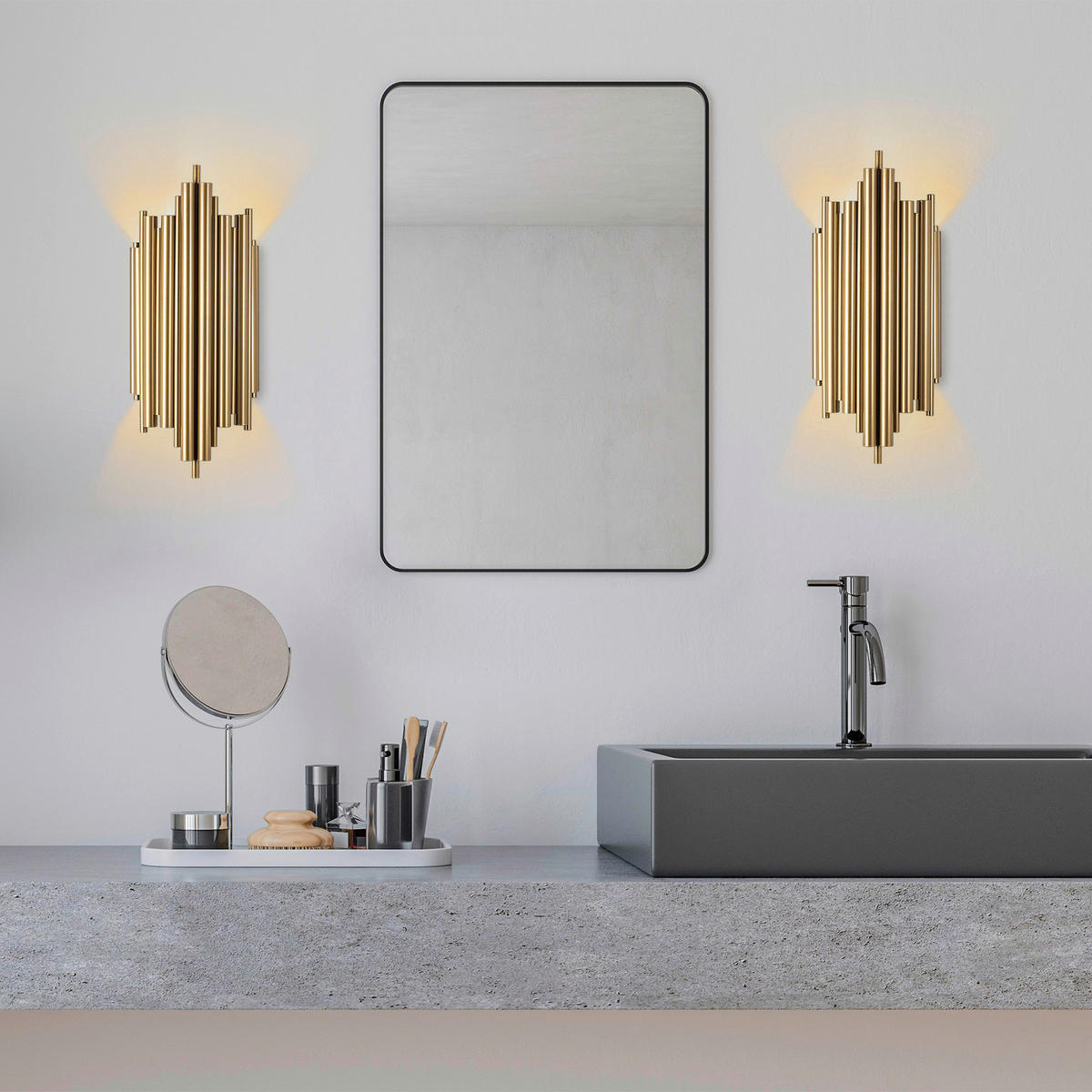 Opviq Wandleuchte Reis gold Metall B/H/T/L: ca. 22x50x22x11 cm E14 1 Brennstellen Reis - gold (11,00/22,00/50,00cm) - Opviq